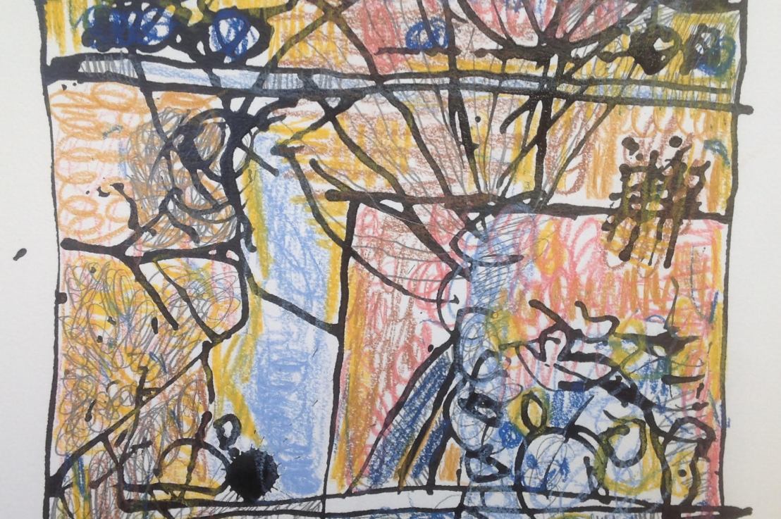 Ink and oil&nbsp;pastel